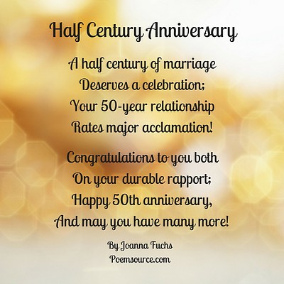 On Your Golden Wedding Anniversary Card Good Quality card with a Lovely Verse 