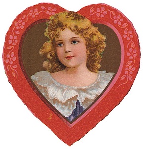 Heart frames vintage girl for Valentine.