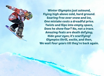 Olympic snowboarder flying down hill.