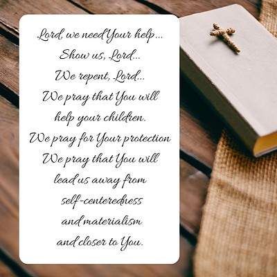 Plank background with Bible and cross and Christian message part of A Prayer for America
